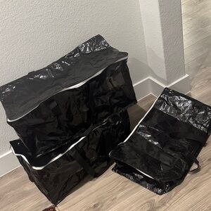 Set of 3 Black Storage Moving Bags with Zipper